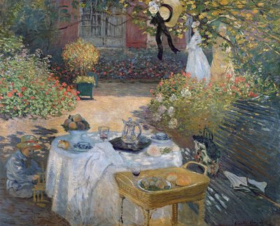 Das Mittagessen: Monets Garten in Argenteuil, um 1873 von Claude Monet